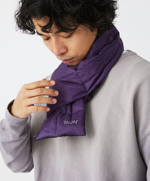 TAION（タイオン）の「TAION / タイオン ベーシック ダウンマフラー TAION-201A（マフラー・メンズ・グレー/カーキ/ブラック/パープル/ネイビー/ベージュ/スミクロ/ブラウン・FREE）」の17枚目の写真