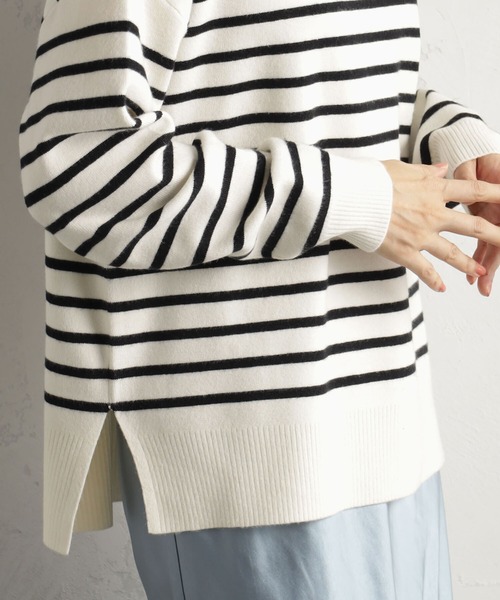 FOUND GOOD（ファウンドグッド）の「COZYスタンドスリットニット（ニット/セーター・レディース・ブラック/グレー系/グレー系5/ブラウン系/ブラウン系5/ブルー系5/レッド系5/アイボリー・S/M/L）」の16枚目の写真