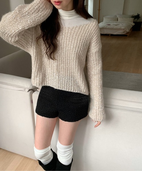 by muni:r(バイ ムニール)の「もこもこショートパンツ(その他パンツ・レディース・アイボリー/ブラック・SMALL/MEDIUM)」の16枚目の写真