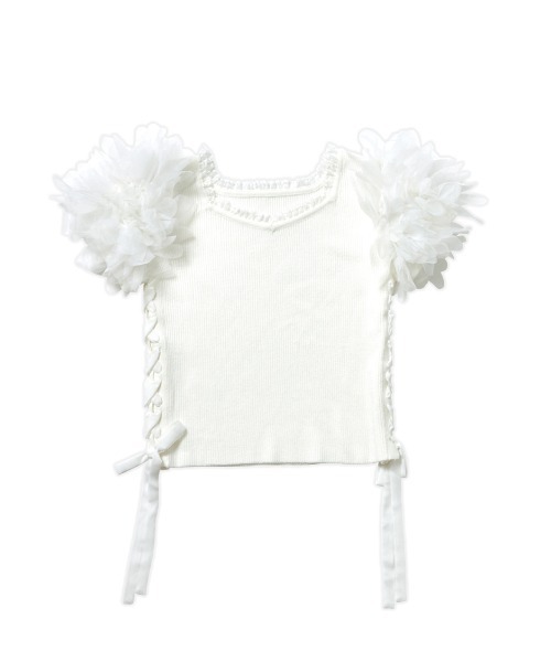 mellfy memory Fairy flower sleeve トップス　白 Fairy flower sleeve トップス（ニット/セーター）｜mellfy