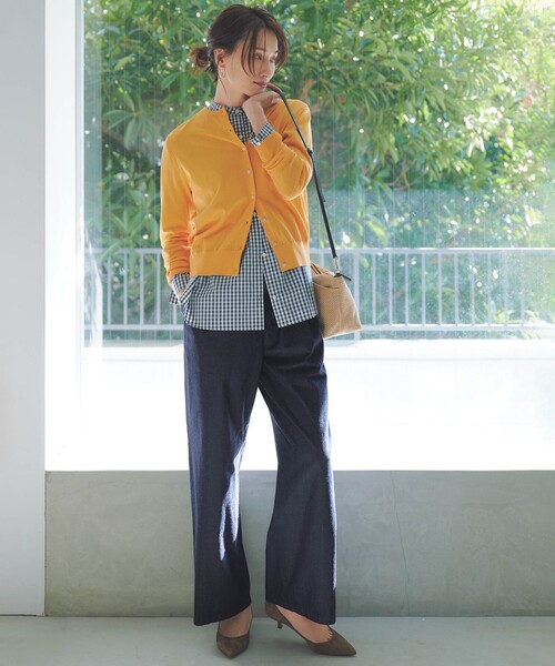 J.PRESS（ジェイプレス）の「【洗える】BASIC HT COTTON クルーネック カーディガン（カーディガン/ボレロ・レディース・ライトグリーン系/ベージュ系/ネイビー系/オレンジ系・MEDIUM/LARGE）」の5枚目の写真