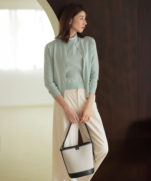 J.PRESS（ジェイプレス）の「【洗える】BASIC HT COTTON クルーネック カーディガン（カーディガン/ボレロ・レディース・ライトグリーン系/ベージュ系/ネイビー系/オレンジ系・MEDIUM/LARGE）」の7枚目の写真