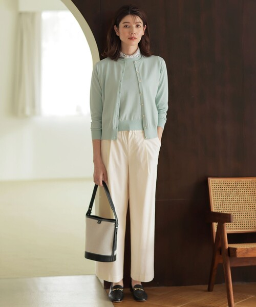J.PRESS（ジェイプレス）の「【洗える】BASIC HT COTTON クルーネック カーディガン（カーディガン/ボレロ・レディース・ライトグリーン系/ベージュ系/ネイビー系/オレンジ系・MEDIUM/LARGE）」の8枚目の写真