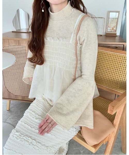 Honeys(ハニーズ)の「チュールキャミソール(キャミソール・レディース・ピンク/チャコール/アイボリー/ブラック・L/M/S)」の2枚目の写真