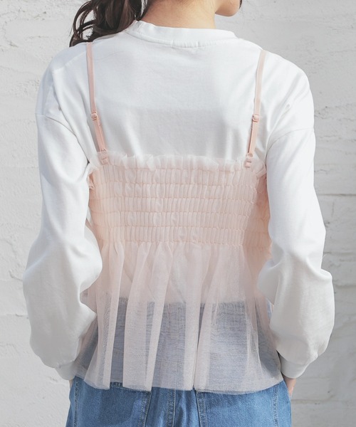 Honeys(ハニーズ)の「チュールキャミソール(キャミソール・レディース・ピンク/チャコール/アイボリー/ブラック・L/M/S)」の16枚目の写真