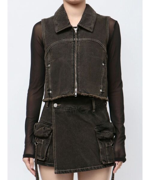 EMODA（エモダ）の「デニムウォッシュベスト（ベスト・レディース・ブラック/ライトブルー/インディゴブルー・FREE）」の4枚目の写真