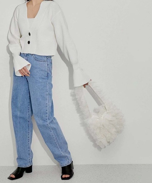 Jasmine Grandiflorum（ジャスミングランディフローラム）の「【Jasmine】ボリュームチュールミニトートバッグ（トートバッグ・レディース・ブラック/ホワイト・FREE）」の3枚目の写真