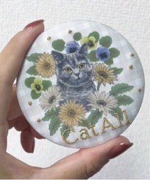 nicott（ニコット）の「NC:カワムラオリエ 　ねこ刺繍ポケットミラー ねこ鏡（手鏡/メイクミラー・キッズ）」