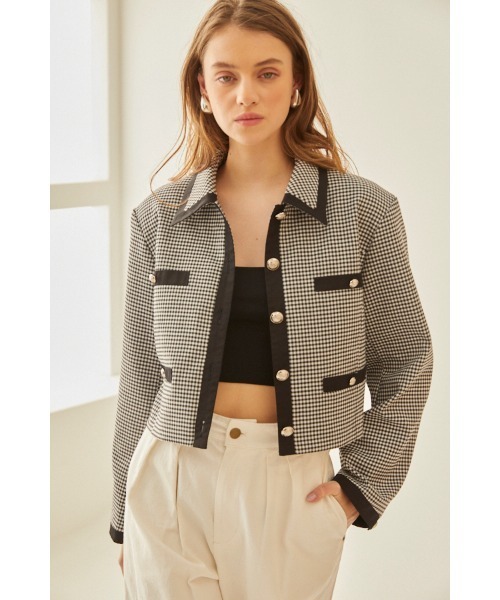 Estella.K(エステラケー)の「Arabella Jacket トリムショートジャケット(その他アウター・レディース・ブルー/ブラック系・FREE)」の2枚目の写真