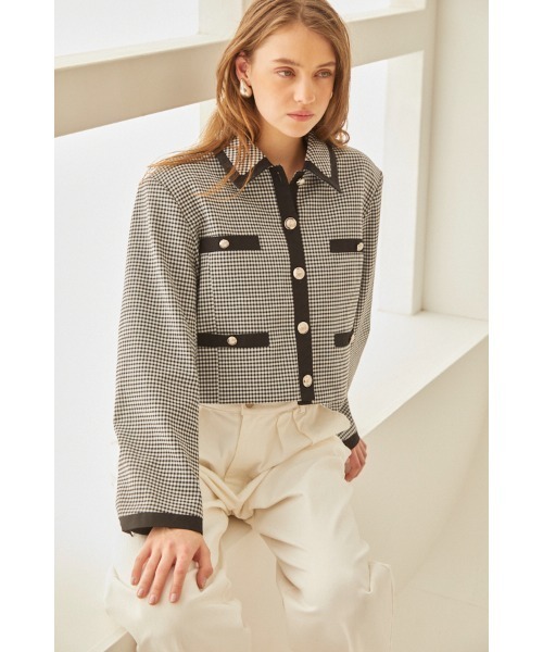 Estella.K(エステラケー)の「Arabella Jacket トリムショートジャケット(その他アウター・レディース・ブルー/ブラック系・FREE)」の6枚目の写真