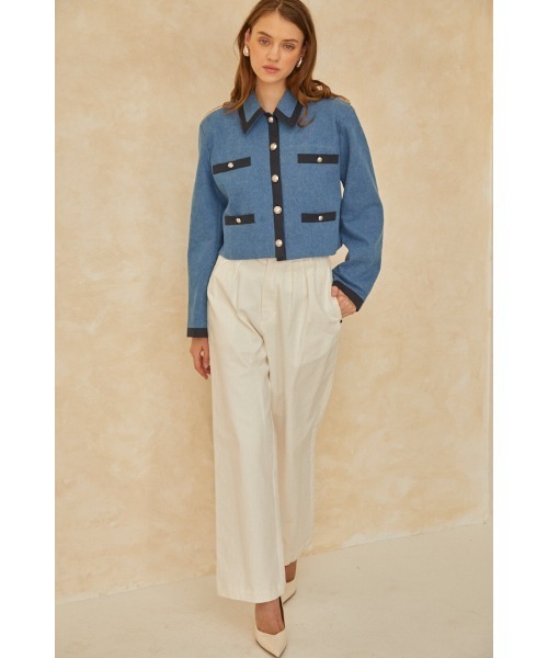 Estella.K(エステラケー)の「Arabella Jacket トリムショートジャケット(その他アウター・レディース・ブルー/ブラック系・FREE)」の20枚目の写真