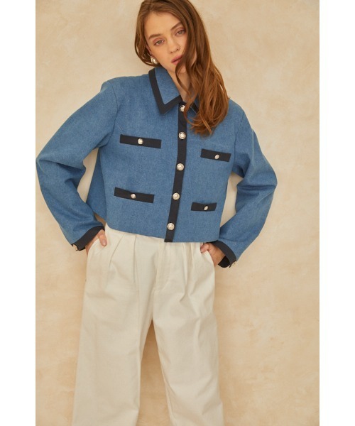 Estella.K(エステラケー)の「Arabella Jacket トリムショートジャケット(その他アウター・レディース・ブルー/ブラック系・FREE)」の18枚目の写真