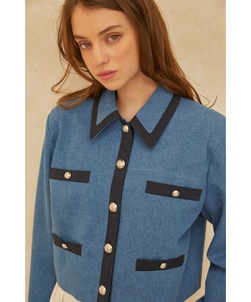Estella.K(エステラケー)の「Arabella Jacket トリムショートジャケット(その他アウター・レディース・ブルー/ブラック系・FREE)」の19枚目の写真