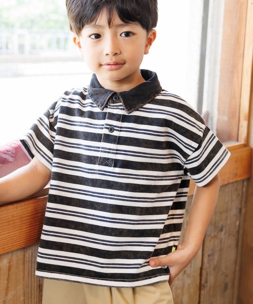 セール】ケミカルウォッシュ半袖ラガーシャツ□80～140cm（T