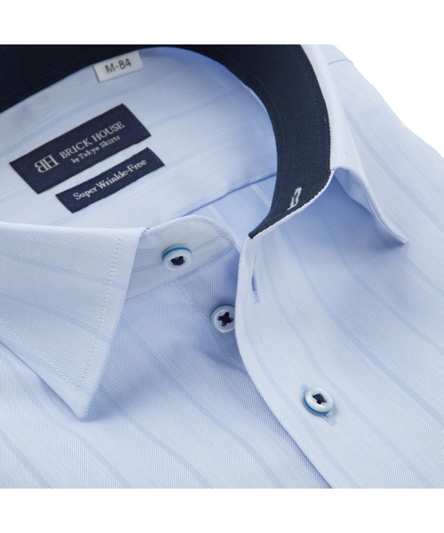 TOKYO SHIRTS（トウキョウシャツ）の「超形態安定ノーアイロン ワイド 長袖ビジネスワイシャツ（ビジネスシャツ・メンズ・ブルー・首回り39cm-裄丈80cm/首回り39cm-裄丈84cm/首回り41cm-裄丈82cm/首回り41cm-裄丈86cm/首回り42cm-裄丈82cm/首回り43cm-裄丈86cm/首回り37cm-裄丈80cm/首回り37cm-裄丈84cm/首回り42cm-裄丈86cm/首回り43cm-裄丈82cm）」の5枚目の写真