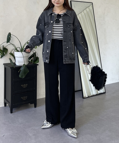 prose verse（プロズヴェール）の「パール付きデニムジャケット（デニムジャケット・レディース・ブラック/ブルー・MEDIUM/LARGE）」の9枚目の写真