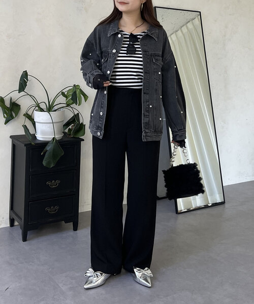 prose verse（プロズヴェール）の「パール付きデニムジャケット（デニムジャケット・レディース・ブラック/ブルー・MEDIUM/LARGE）」の10枚目の写真