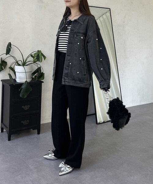 prose verse（プロズヴェール）の「パール付きデニムジャケット（デニムジャケット・レディース・ブラック/ブルー・MEDIUM/LARGE）」の11枚目の写真