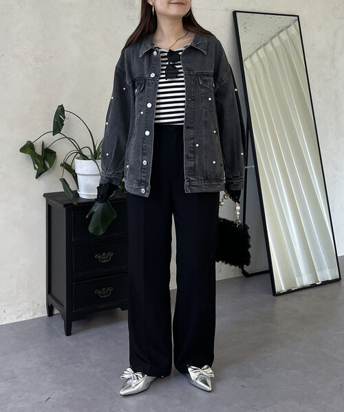 prose verse（プロズヴェール）の「パール付きデニムジャケット（デニムジャケット・レディース・ブラック/ブルー・MEDIUM/LARGE）」の15枚目の写真