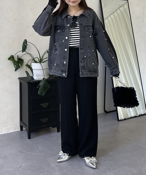 prose verse（プロズヴェール）の「パール付きデニムジャケット（デニムジャケット・レディース・ブラック/ブルー・MEDIUM/LARGE）」の16枚目の写真