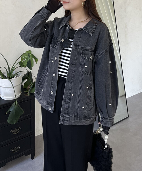 prose verse（プロズヴェール）の「パール付きデニムジャケット（デニムジャケット・レディース・ブラック/ブルー・MEDIUM/LARGE）」の20枚目の写真