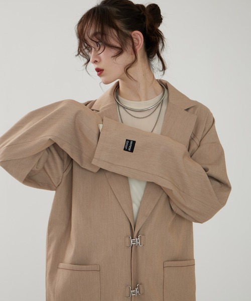 NUNIFE(ユニフィー)の「【@kana_18s select】【NUNIFE】ホック釦ジャケット(テーラードジャケット・レディース・ライトグレー/ベージュ/ネイビー・FREE)」の2枚目の写真