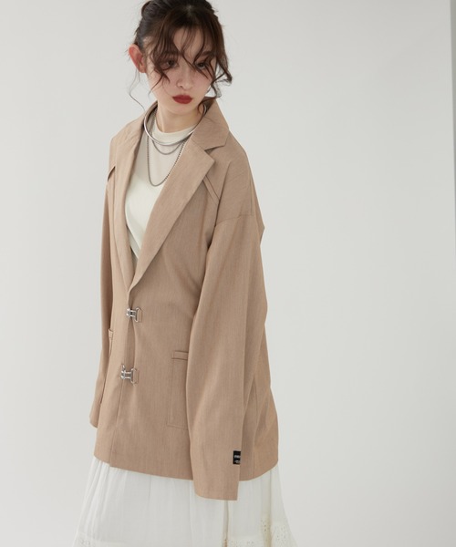 NUNIFE(ユニフィー)の「【@kana_18s select】【NUNIFE】ホック釦ジャケット(テーラードジャケット・レディース・ライトグレー/ベージュ/ネイビー・FREE)」の8枚目の写真