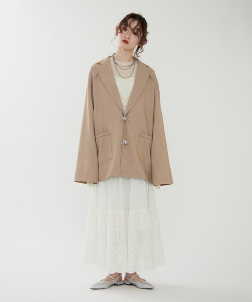 NUNIFE(ユニフィー)の「【@kana_18s select】【NUNIFE】ホック釦ジャケット(テーラードジャケット・レディース・ライトグレー/ベージュ/ネイビー・FREE)」の10枚目の写真
