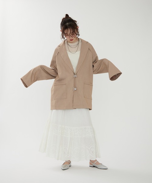 NUNIFE(ユニフィー)の「【@kana_18s select】【NUNIFE】ホック釦ジャケット(テーラードジャケット・レディース・ライトグレー/ベージュ/ネイビー・FREE)」の7枚目の写真