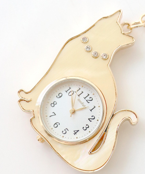 nattito(ナティート)の「〈nattito/ナティート〉Cat Key Chain Watch/猫キーチェーンウォッチ おすましキャット(アナログ腕時計・レディース・ホワイト系/ブラック/ピンク系/ブラック系・ONE SIZE)」の1枚目の写真