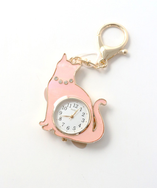 nattito(ナティート)の「〈nattito/ナティート〉Cat Key Chain Watch/猫キーチェーンウォッチ おすましキャット(アナログ腕時計・レディース・ホワイト系/ブラック/ピンク系/ブラック系・ONE SIZE)」の7枚目の写真