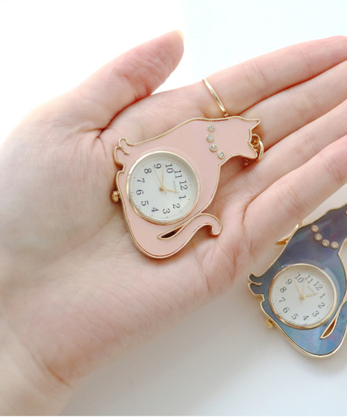 nattito(ナティート)の「〈nattito/ナティート〉Cat Key Chain Watch/猫キーチェーンウォッチ おすましキャット(アナログ腕時計・レディース・ホワイト系/ブラック/ピンク系/ブラック系・ONE SIZE)」の6枚目の写真
