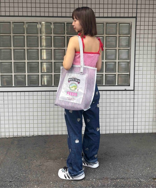 Casselini（キャセリーニ）の「Casselini(キャセリーニ)メッシュPVCポケットトート（ショルダーバッグ・レディース・グレー/レッド/グリーン/ブラウン・FREE）」の14枚目の写真