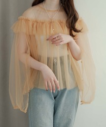 slit sleeve tulle tops / 袖スリットチュールトップス
