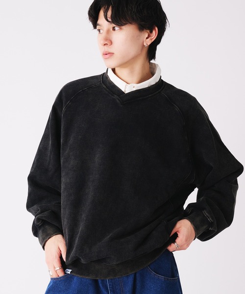 セール】SHALLOW V-NECK RAGLAN SWEAT / 浅Vネックラグランスウェット