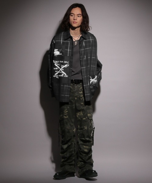 HARE（ハレ）の「【UNDERGROUND MODE SET UP対応】チェックモチーフシャツ(HARE)（シャツ/ブラウス・メンズ・ブラック/レッド・FREE）」の7枚目の写真