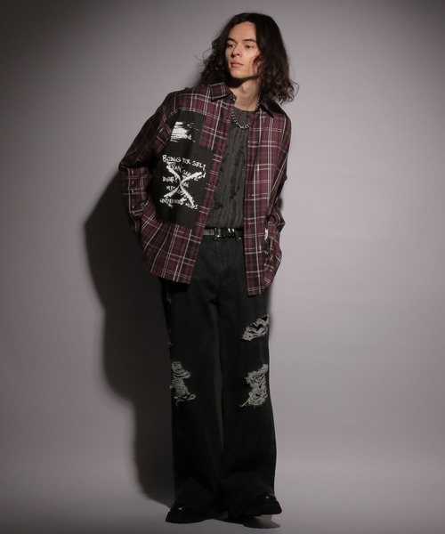 HARE（ハレ）の「【UNDERGROUND MODE SET UP対応】チェックモチーフシャツ(HARE)（シャツ/ブラウス・メンズ・ブラック/レッド・FREE）」の16枚目の写真