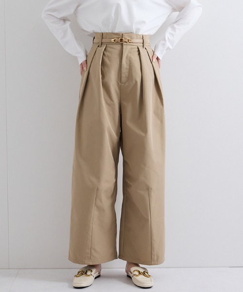 ketty(ケティ)の「ツイルタックカーブパンツ≪手洗い可能≫(チノパンツ・レディース・ブラック/オフホワイト/ベージュ・M)」の3枚目の写真