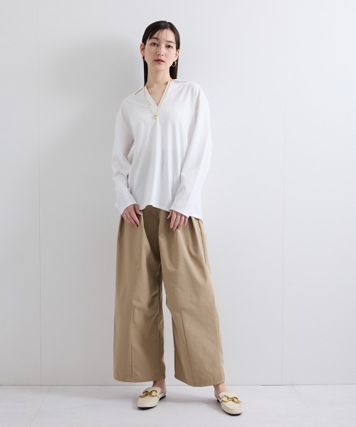 ketty(ケティ)の「ツイルタックカーブパンツ≪手洗い可能≫(チノパンツ・レディース・ブラック/オフホワイト/ベージュ・M)」の14枚目の写真
