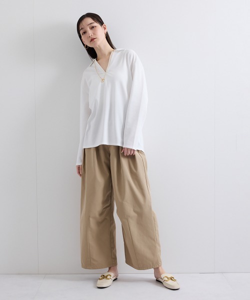 ketty(ケティ)の「ツイルタックカーブパンツ≪手洗い可能≫(チノパンツ・レディース・ブラック/オフホワイト/ベージュ・M)」の15枚目の写真