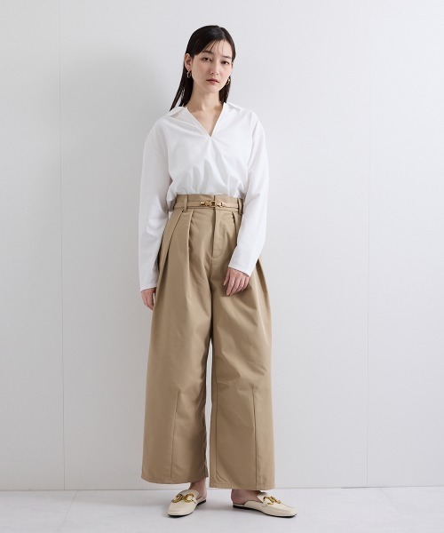 ketty(ケティ)の「ツイルタックカーブパンツ≪手洗い可能≫(チノパンツ・レディース・ブラック/オフホワイト/ベージュ・M)」の20枚目の写真