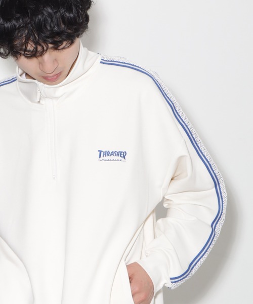 THRASHER(スラッシャー)の「【THRASHER/スラッシャー】ラインハーフジップ プルオーバー(ジャージ・メンズ・ベージュ/ブラック/ホワイト・LL/L/M)」の2枚目の写真