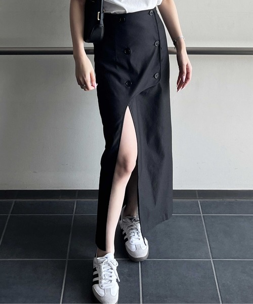 nelliy.（ネルリー）の「フロントボタンハイウエストスリットスカート（スカート・レディース・ブラック・LARGE/MEDIUM）」の12枚目の写真