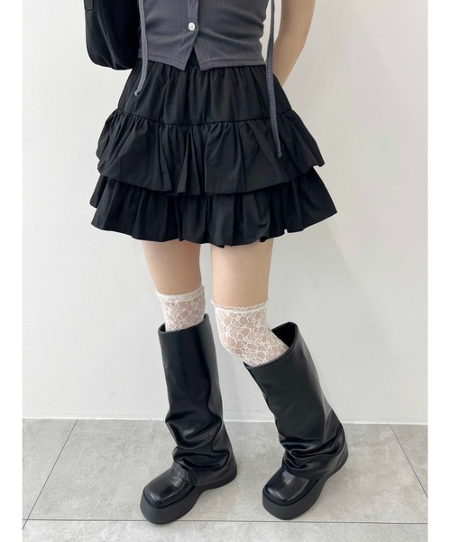 PHILLY（フィリー）の「無地ティアードミニスカート（スカート・レディース・ブラック/ホワイト・FREE）」の11枚目の写真