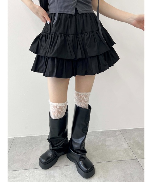 PHILLY（フィリー）の「無地ティアードミニスカート（スカート・レディース・ブラック/ホワイト・FREE）」の12枚目の写真