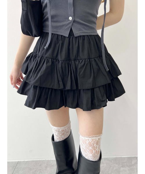 PHILLY（フィリー）の「無地ティアードミニスカート（スカート・レディース・ブラック/ホワイト・FREE）」の22枚目の写真