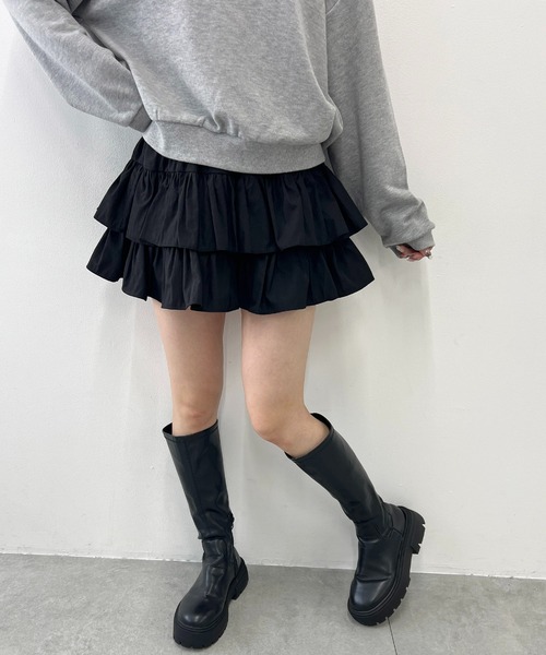 PHILLY（フィリー）の「無地ティアードミニスカート（スカート・レディース・ブラック/ホワイト・FREE）」の20枚目の写真