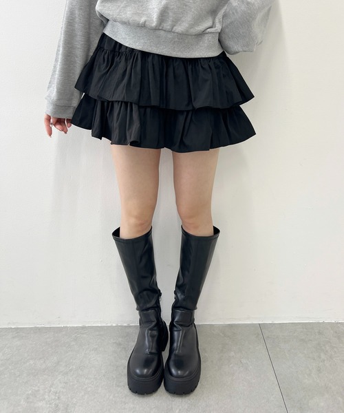 PHILLY（フィリー）の「無地ティアードミニスカート（スカート・レディース・ブラック/ホワイト・FREE）」の21枚目の写真