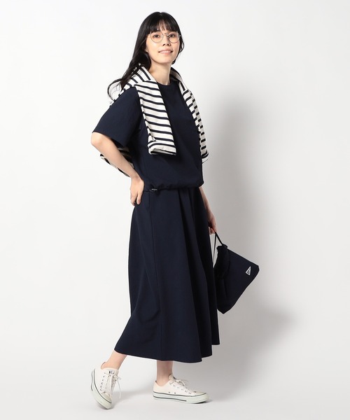 Grand PARK（グランドパーク）の「3点セット【半袖+フレアースカート+ポーチ】（ワンピース・レディース・カーキ/クリーム/ネイビー・FREE）」の3枚目の写真