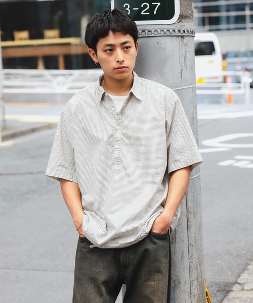 BEAMS（ビームス）の「チェック イージー プルオーバー シャツ（シャツ/ブラウス・メンズ・オフホワイト/ネイビー・S/XL/L/M）」の2枚目の写真